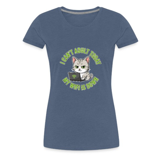 <p>Women&#039;s Escapism Humor Cat &amp; Wi-Fi Laptop Graphic T-Shirts</p>
