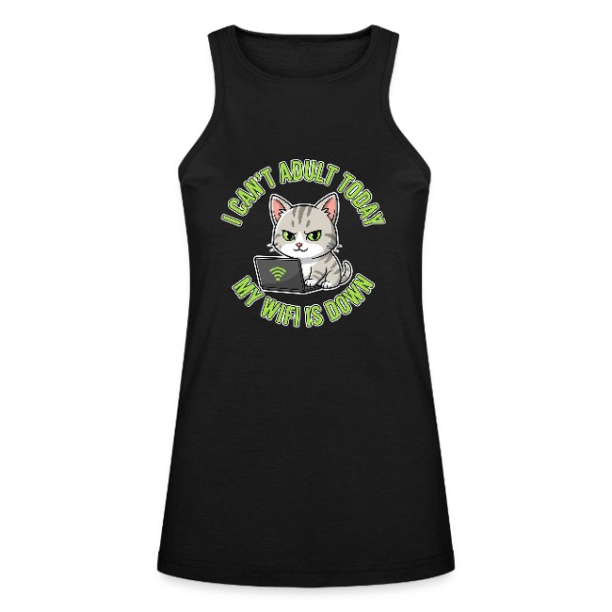 <p>Women&#039;s Escapism Humor Cat &amp; Wi-Fi Laptop Shaped-Fit Racerneck Tank Tops</p>
