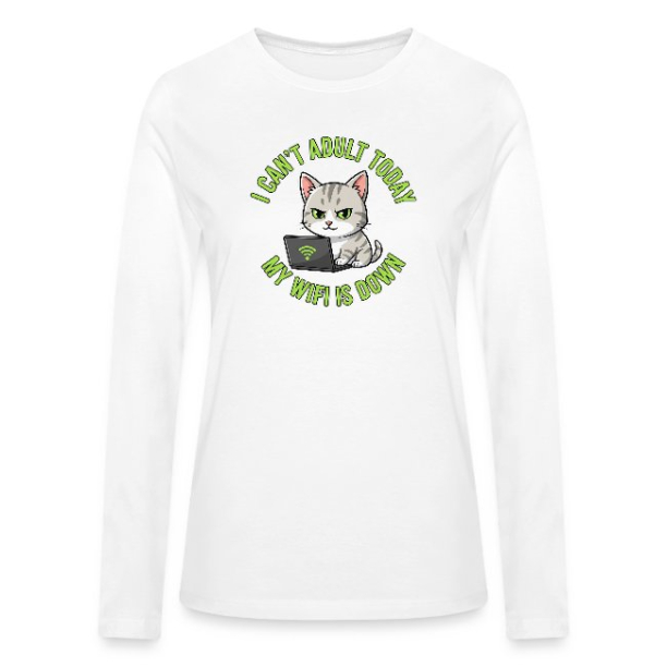 <p>Women&#039;s Escapism Humor Cat Laptop Wi-Fi Long Sleeve Shirts</p>
