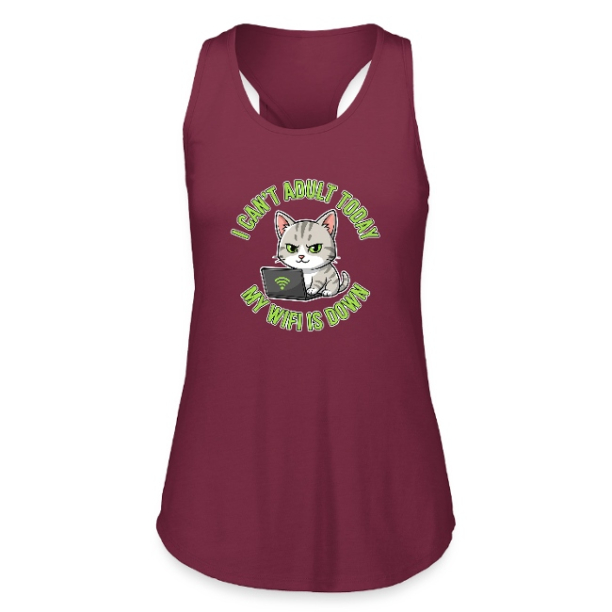 <p>Tank Tops with Disgruntled Tabby Cat &amp; Wi-Fi Laptop Design</p>

