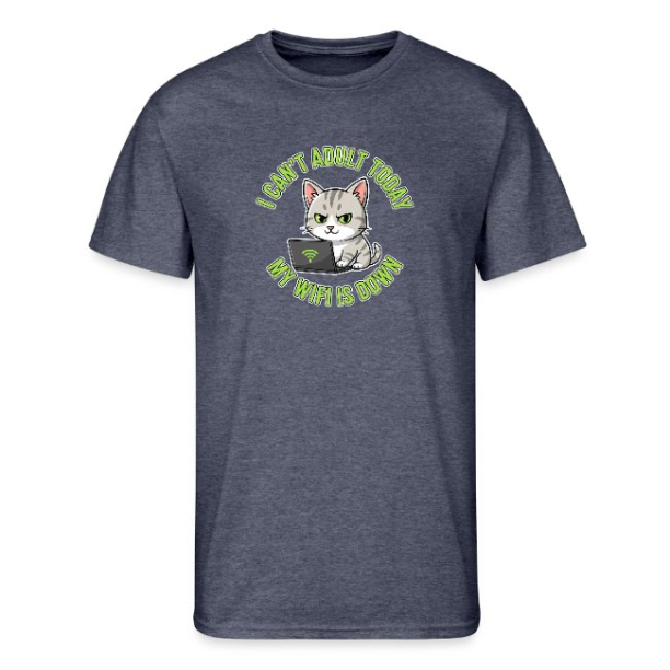 <p>Men&#039;s Escapism Humor Cat &amp; Wi-Fi Design T-Shirts with Dri-Power</p>
