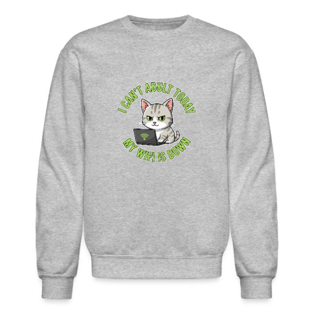 <p>Cartoon Tabby Cat Wi-Fi Escapism Humor Crewneck Sweatshirt</p>
