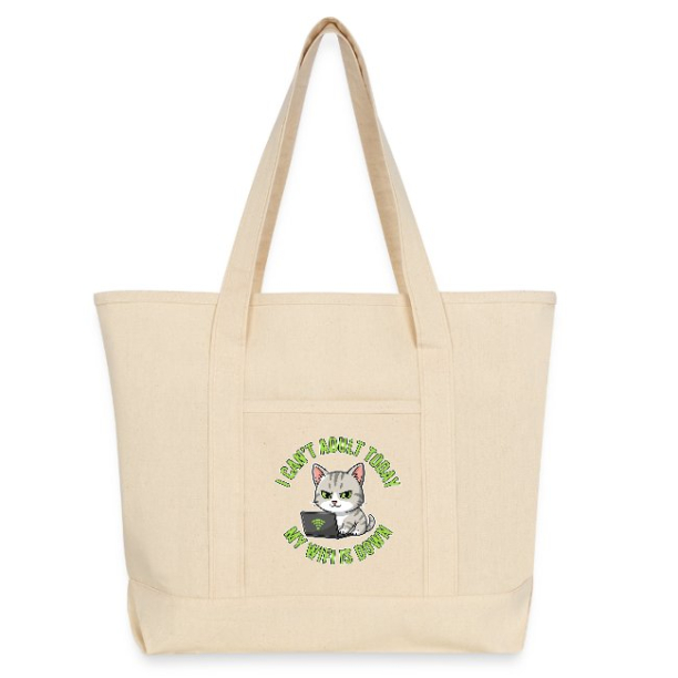 <p>Escapism Humor Tabby Cat Laptop Wi-Fi Heavy Canvas Tote Bag</p>
