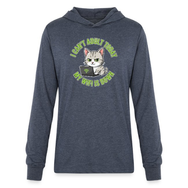 <p>Disgruntled Tabby Cat &amp; Wi-Fi Laptop Long Sleeve Shirts</p>
