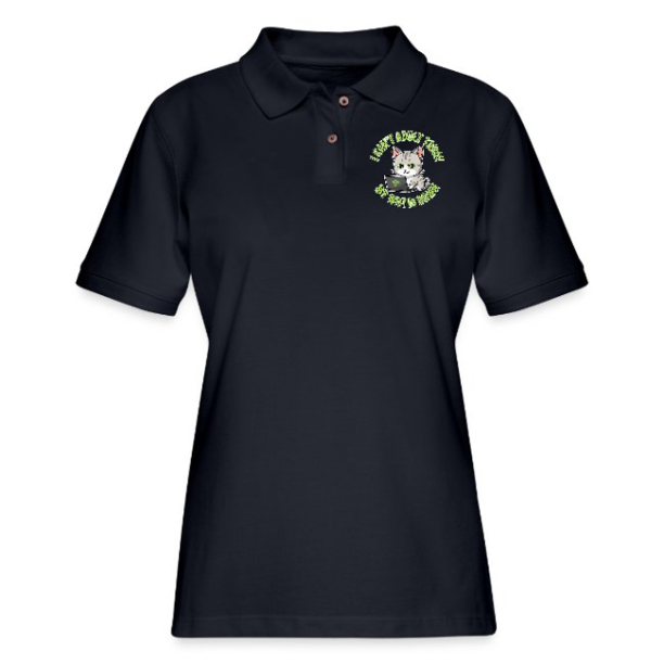 <p>Women&#039;s Polo Shirts with Disgruntled Tabby Cat &amp; Wi-Fi Laptop Design</p>
