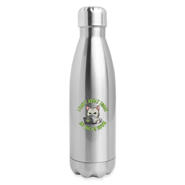 <p>Insulated Stainless Steel Water Bottle with Disgruntled Tabby Cat &amp; Wi-Fi Design 17 fl. Oz.</p>
