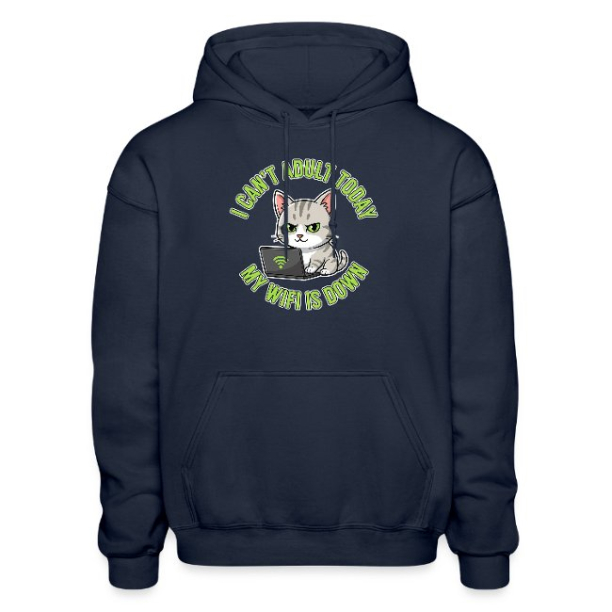 <p>Cartoon Tabby Cat &amp; Wi-Fi Laptop Escapism Humor Hoodie Sweatshirt</p>
