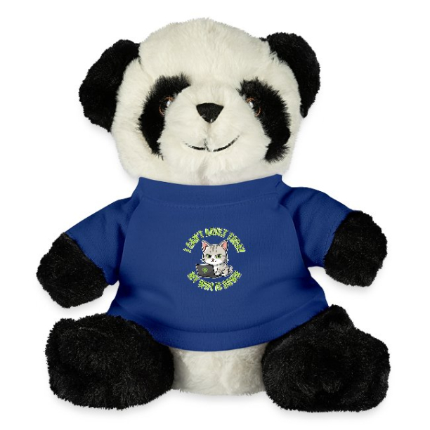 <p>10.5 inch Cuddle Panda Toy with Disgruntled Tabby Cat &amp; Wi-Fi Laptop Design</p>
