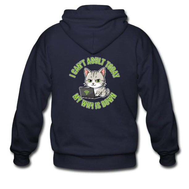 <p>Escapism Humor Cartoon Tabby Cat Wi-Fi Zip Hoodie</p>
