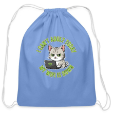 <p>Cotton Drawstring Bag with Disgruntled Tabby Cat &amp; Wi-Fi Laptop Design</p>
