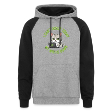 <p>Colorblock Hoodie with Disgruntled Tabby Cat &amp; Wi-Fi Laptop Design</p>
