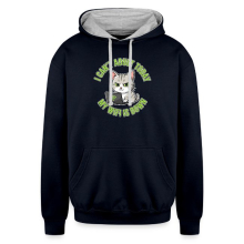 Unisex Contrast Hoodie with Disgruntled Cat &amp; Wi-Fi Design - 1