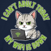 <p>Kids&#039; T-Shirt with Disgruntled Tabby Cat &amp; Wi-Fi Laptop Design</p>
