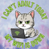 <p>Tie Dye Long Sleeve Shirt with Disgruntled Tabby Cat &amp; Wi-Fi Laptop Design</p>
