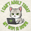 <p>Women&#039;s Curvy Fit Escapism Humor Cat &amp; Wi-Fi Laptop T-Shirts</p>
