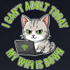 <p>Women&#039;s Polo Shirts with Disgruntled Tabby Cat &amp; Wi-Fi Laptop Design</p>
