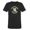 <p>Unisex Heather T-Shirt with Disgruntled Tabby Cat &amp; Wi-Fi Laptop Design</p>
