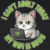 <p>Oversized Hooded Sweatshirt with Disgruntled Cat &amp; Wi-Fi Laptop Design</p>
