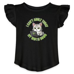 <p>Toddler Girls Flutter T-Shirt with Disgruntled Cat &amp; Wi-Fi Laptop Design</p>
