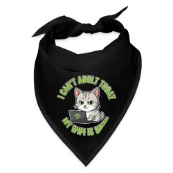 <p>Triangular Bandana with Disgruntled Tabby Cat &amp; Wi-Fi Laptop Design White One Size</p>
