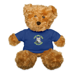 <p>12&quot; Polyester Teddy Bear with Disgruntled Tabby Cat &amp; Wi-Fi Laptop Design</p>
