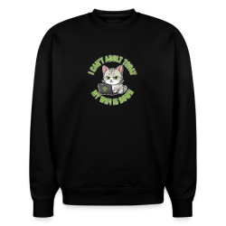 <p>Disgruntled Tabby Cat Wi-Fi Escapism Humor Oversized Organic Sweatshirt</p>
