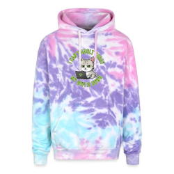 <p>Adult Tie Dye Hoodie with Disgruntled Tabby Cat &amp; Wi-Fi Laptop Design</p>
